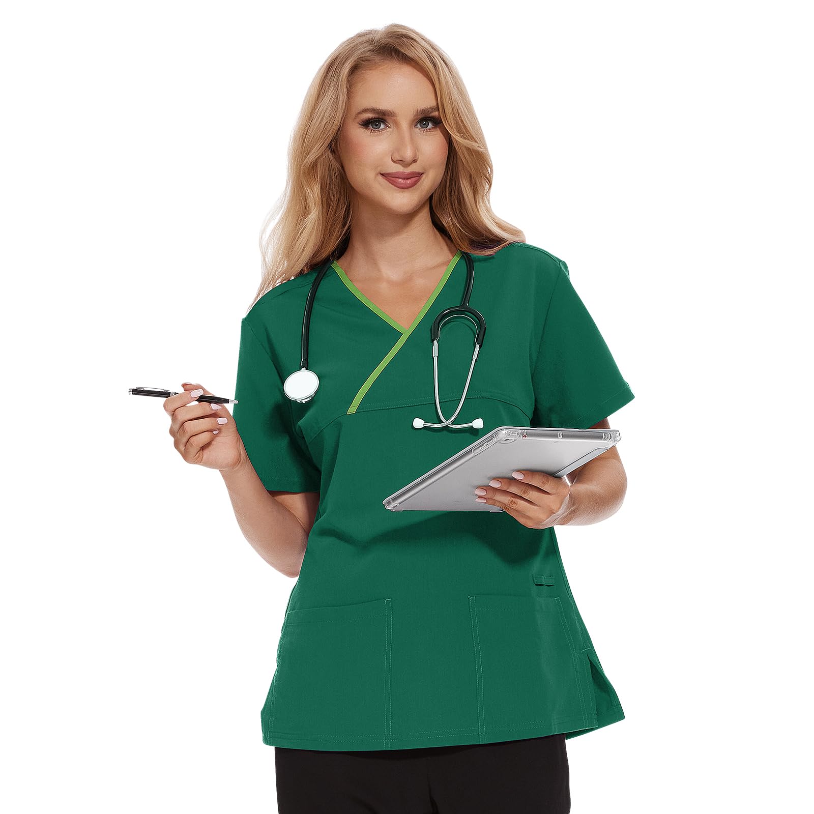 Jonathan Uniform Women's Hunter Shaped Scrub Top, Healthcare Uniforms For Elderly Carer, Beauty, Clinic, Vet (, L)