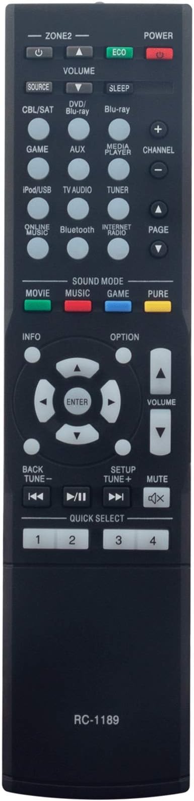 RC1189 RC-1189 Replacement Remote Control for Denon Audio/Video AV Receiver AVR-S710W AVR-S720W AVR-X1100W AVRX1200W AVRS700W AVRS710W AVRS720W AVRX1100W AVR-X1300W AVR-X1200W AVR-S700W 30701016700AD