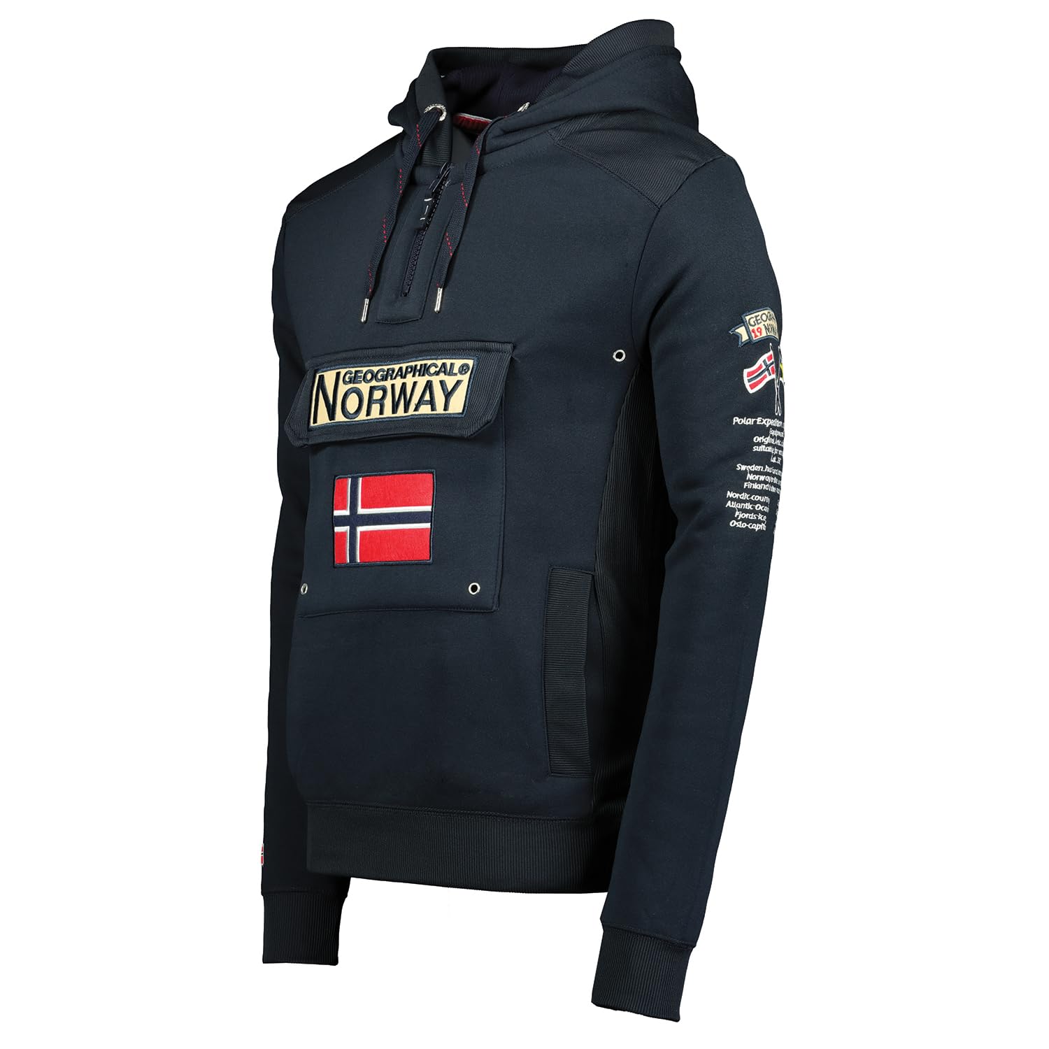 Geographical Norway para Hombre Sudadera con Capucha, Sudadera con Media Cremallera y riñonera, Sudadera con Capucha de Manga Larga, producción Casual de BANS de Ocio