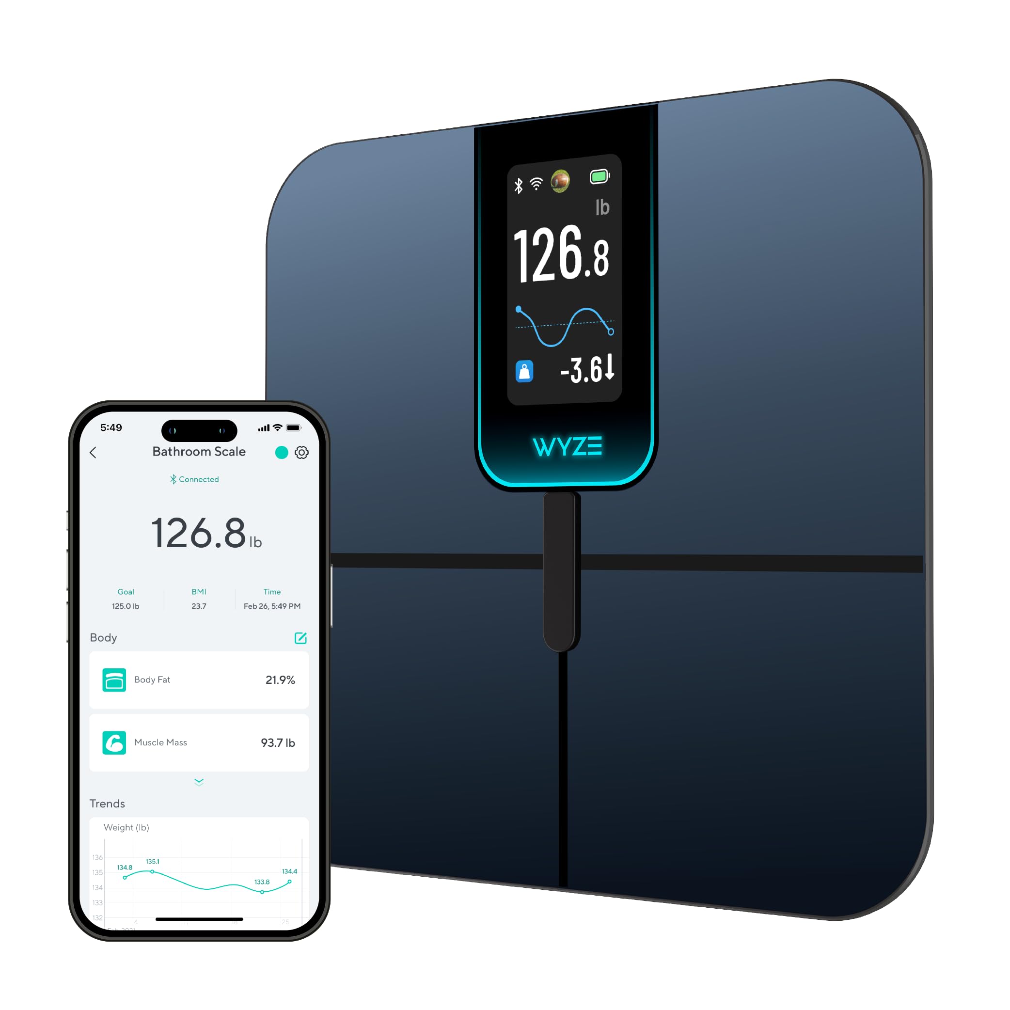 Ultra, Smart Scale with 4.3" Color Display, Digital Bathroom Scale for Body Weight BMI Muscle Mass Composition, Wi-Fi & Bluetooth Body Fat Scale with Heart Rate, 400 lbs (Black)
