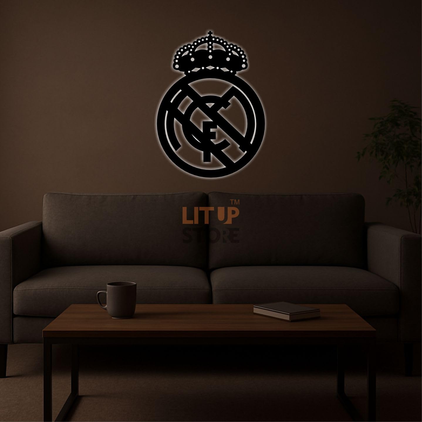 Litup_store RM Football Club - Backlit LED Logo | Soccer Lovers | Kid�s Room Decoration| Room Decorative | Home & Wall Decor | Multi-coloured | 12x12 Inch-picture-32