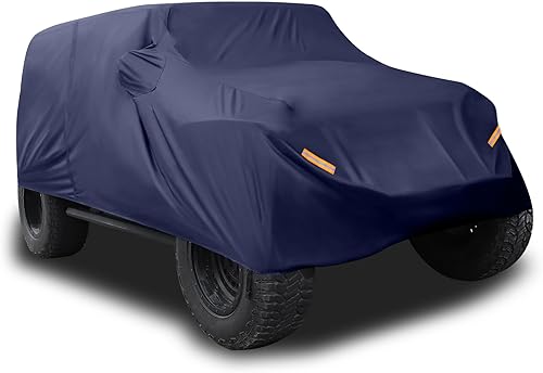 Miniatura 9 de X AUTOHAUX Funda de coche SUV para Jeep Wrangler JK JL 2 puertas 2007-2021 para exteriores, impermeable, protección contra el sol, la lluvia, el