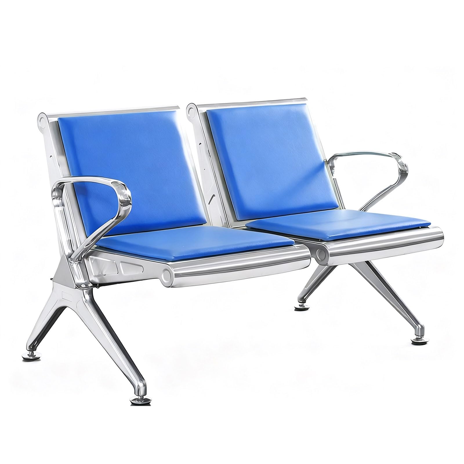 GTHTUHFD 2/3-Seat Waiting Room Bench, Office Reception Chair With Leather Cushion, Load Capacity: 500Kg, Guest Chairs For Hospital, Bank, Salon, Airport,Blue-2-seater