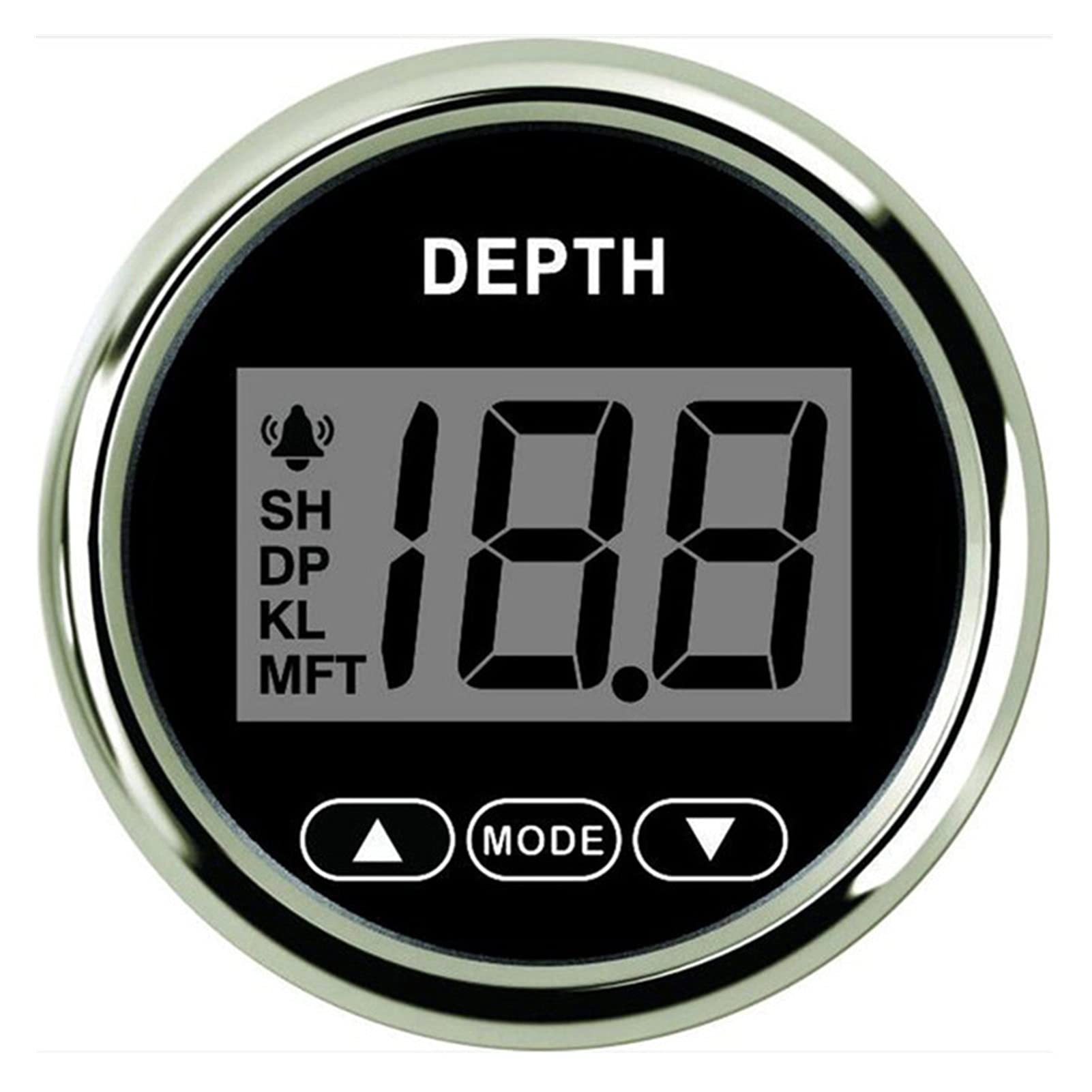 Yachtinstrument Universal- 2‚‘ 52mm Tiefenmesser Pulssignal Digital Boot Wasserdicht IP67. Tiefenmesser für Marine Boat Yacht Red Hintergrundbeleuchtung 9-32V Bootszähler