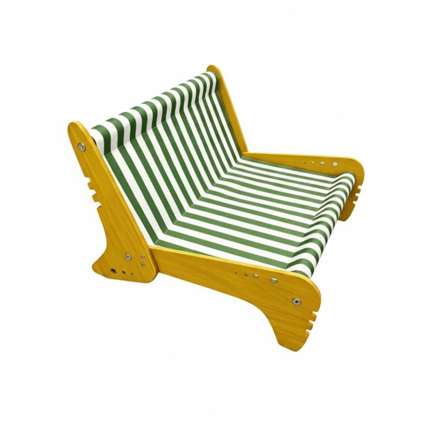 Qianly Mascotas Rascador Multifunción para s, Perros Pequeños, Interior, 63.5 49 36cm, Sofá De Madera con Tela Oxford De Impresión Digital A Rayas Verdes Y Blancas