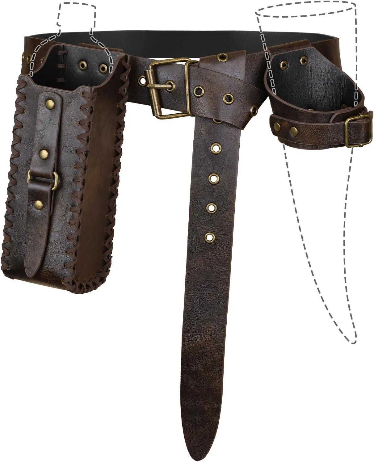 HiiFeuer 3Pcs Medieval Belt with Bottle Beer Holster, Viking Horn Belt Holster, Beer Gifts for Men Ren Faire Cosplay