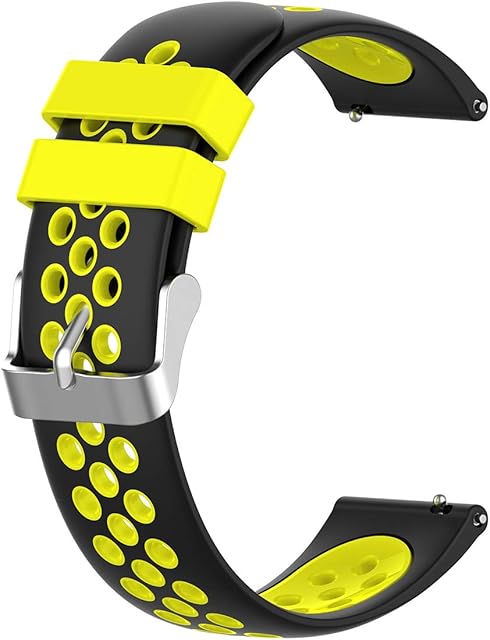 KOMI Watch Band Compatible with Huawei Talkband B5, 18mm Quick Release Wristband Air hole Silicone Replacement Strap (18mm, black/yellow)