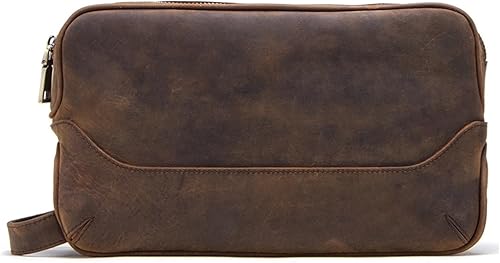 Miniatura 10 de YIORYO Neceser para hombre, bolsa de afeitado de cuero para hombres, bolsa de aseo de cuero para hombre, kit de cuero Dopp para hombres, bolsa de
