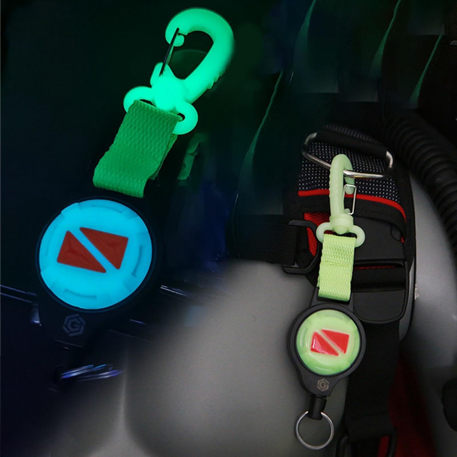 Diving Retractor con Moschettone Estensibile in Acciaio Cinghia Elastica Retrattile per Attrezzi Subacquei Gancio Portapinze Maschera Boccaglio Suppor