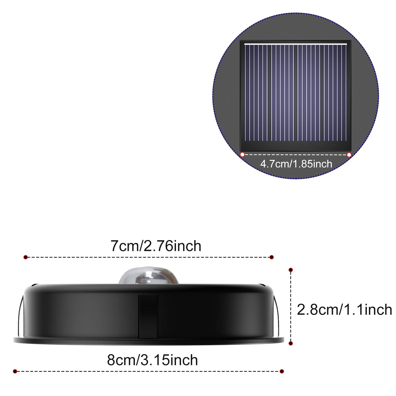 Ricambi Luci Solari Per Lanterne Da Giardino - 6 Pezzi, Pannelli Solari Impermeabili IP65, 7 Cm - Foto 2