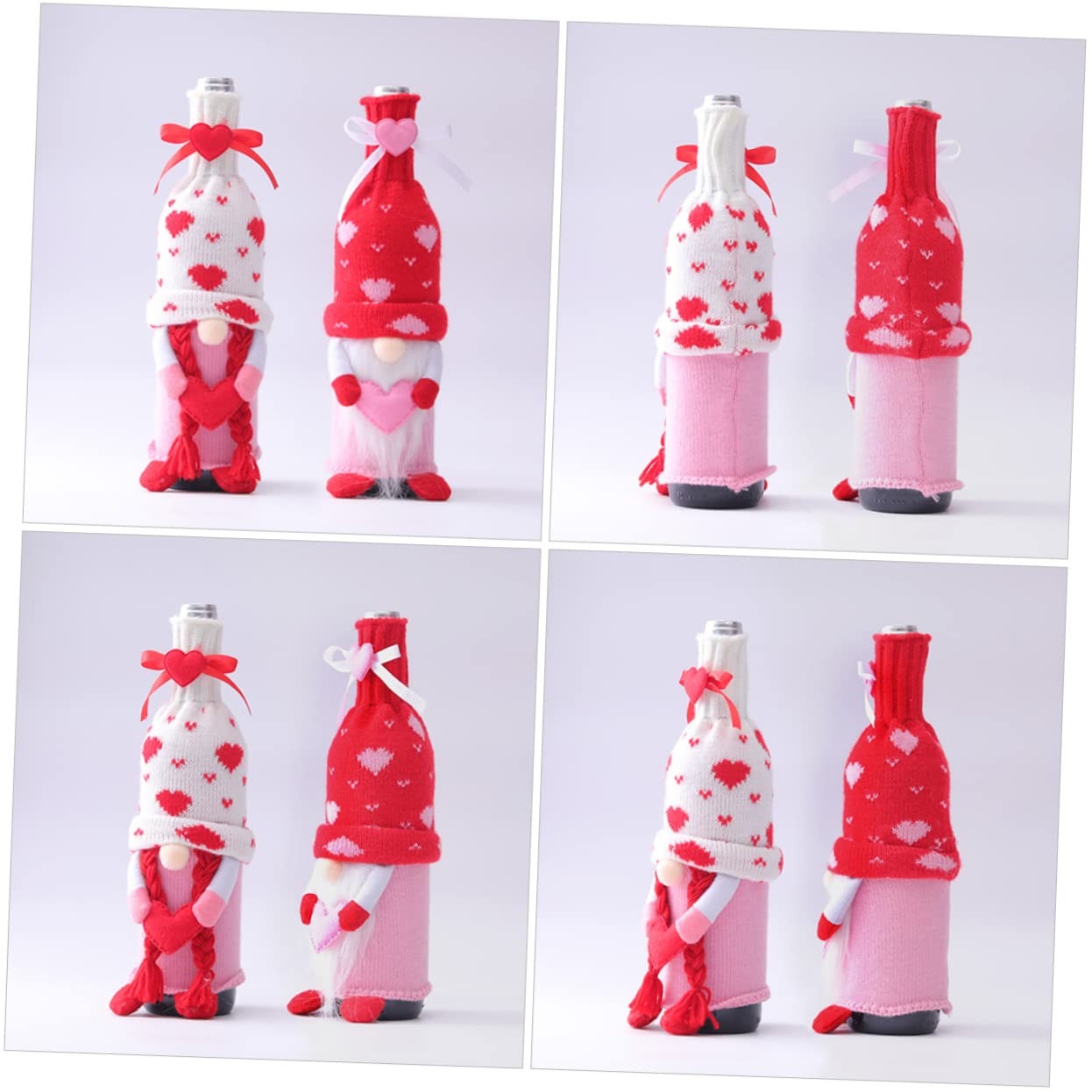 3 Ensembles Housses De Bouteilles De Vin Forme De GNOME Décoratives pour Saint Valentin Accessoires De Maison Fête 2 Pièces * 3
