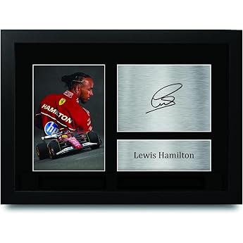 HWC Trading Lewis Hamilton Ferrari Gifts Printed Signed Autograph Photo for Fromula 1 and Motor Racing Fans - A4 Framed