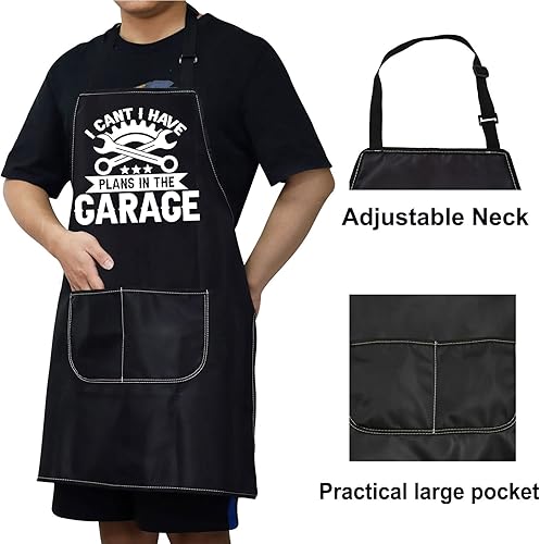 Miniatura 4 de WZMPA Delantal mecánico de automóvil con bolsillos, regalos de mecánico de automóvil, I Cant I Have Plans In The Garage delantal ajustable para papá