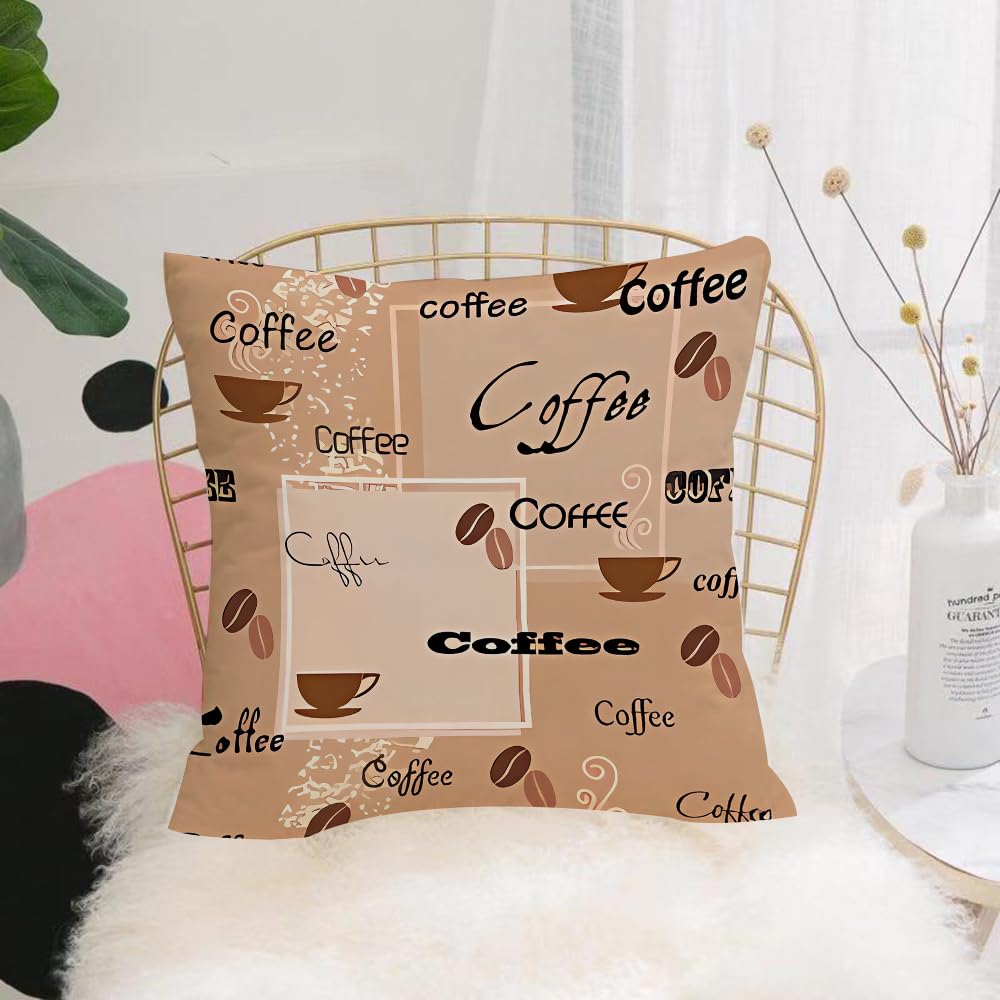 Hyosxw Retro, Coffee Texture, Coffee Beans, Warm Br - A9 Cushion Cover,Throw Pillow Case Home Decorative For Living Room Bedroom Sofa Chair 18X18 Inch,Retro, Coffee Texture, Coffee Beans, Warm Brown Theme, Repeating Decorative Pat,Pillowcase 45X45cm