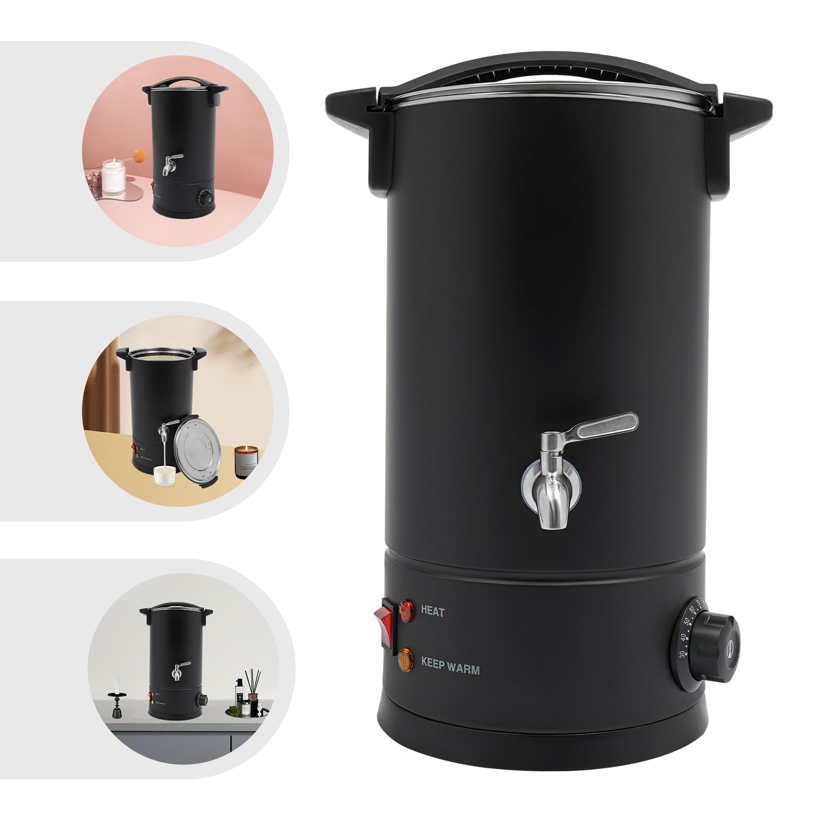 Tagtuell Derretidor de cera para velas, 10 l, dispositivo de fusión de cera, olla eléctrica comercial para casas, fábricas, granjas, temperatura ajustable 86-230 °F