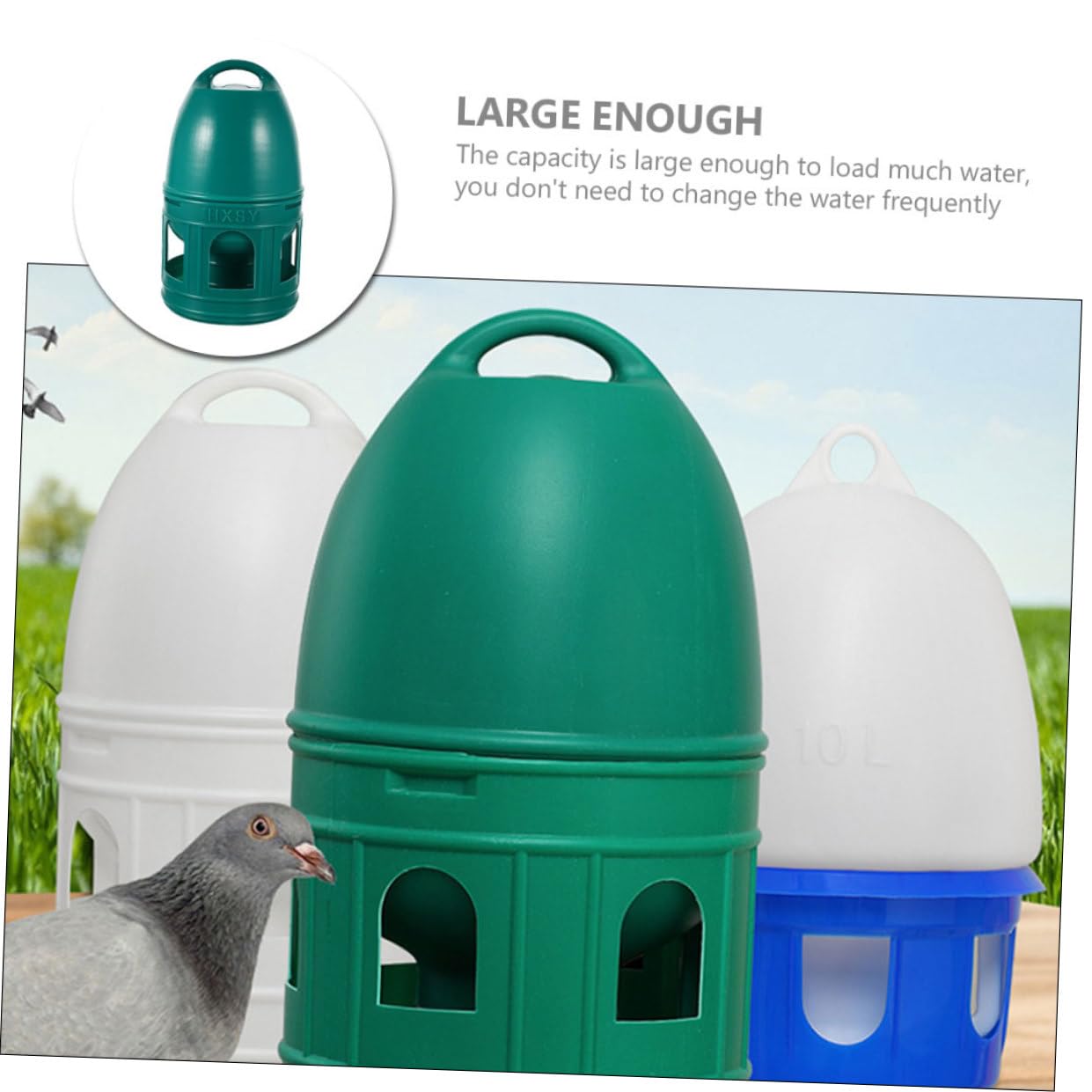 Yardwe Contenedor de Agua de Plástico Resistente para Palomas Comedero de Agua de Gran Capacidad para Palomas Bebedero para Codornices para Jaulas de Pájaros
