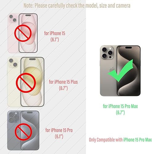 Miniatura 2 de Funda de teléfono para iPhone 15 Pro Max con protector de pantalla de grado militar, cubierta de cuerpo completo, soporte de parachoques de metal,