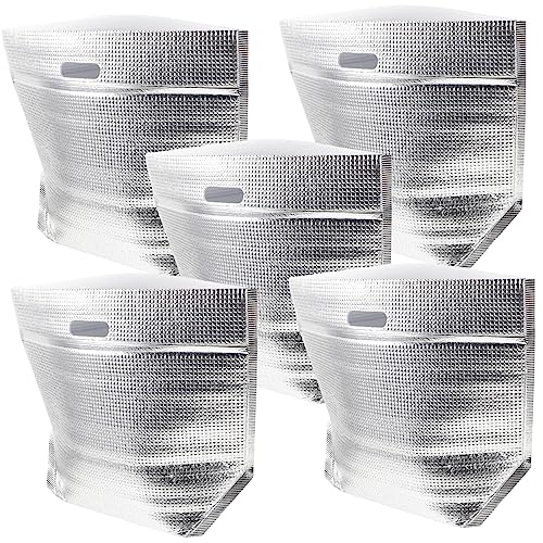 Sosoport Insulated 5pcs Aluminum Thermal Food Storage Pouch Insulated for Pizza Snacks Drinks Outdoor