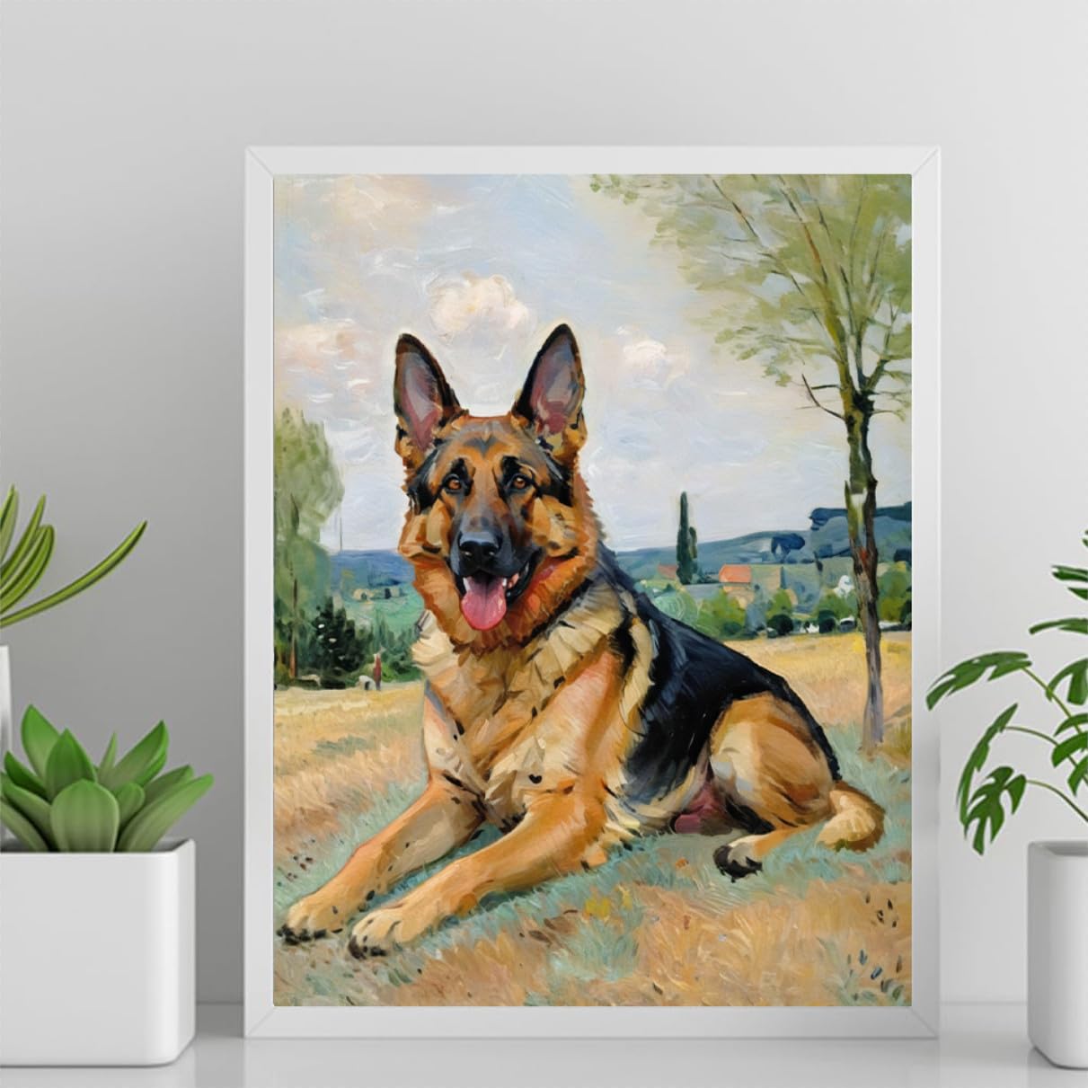 DIY Paint by Number for Adults Beginner German Shepherd Dog Paint by Number on Canvas DIY Oil Painting for Gift Home Wall Decor 12x16inch(30x40cm) Frameless