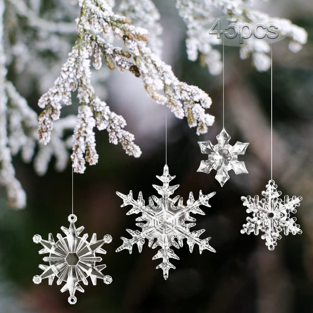 Lot De 36 Flocons De Neige Argentés 10 Cm – Magnifiques Ornements Scintillants Pour Sapin De Noël