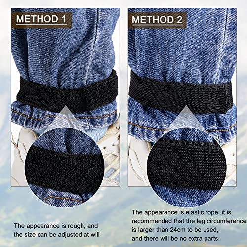 Image of JaGely 2 Pairs Black Boot Blousers Elastic Boot Straps Bands Blousing Straps Ankle Hook and Loop for Hunting Hiking Cycling