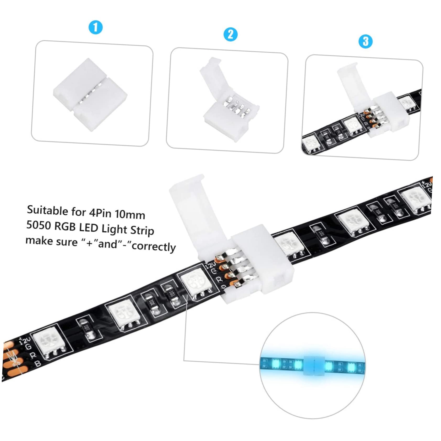 SHINEOFI 3 Series Conectores De Tira Led De Adaptador Sin Soldadura Iluminación Led Proyectos De Bricolaje Cocina Dormitorio Y Decoración 100 Piezas X 3