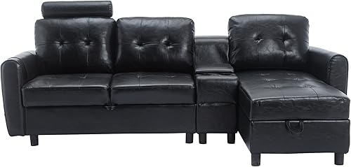 Miniatura 27 de kevinplus Sofá modular de 89 pulgadas con diván para sala de estar, moderno sofá tapizado de 3 asientos copetudo, acogedor sofá de almacenamiento