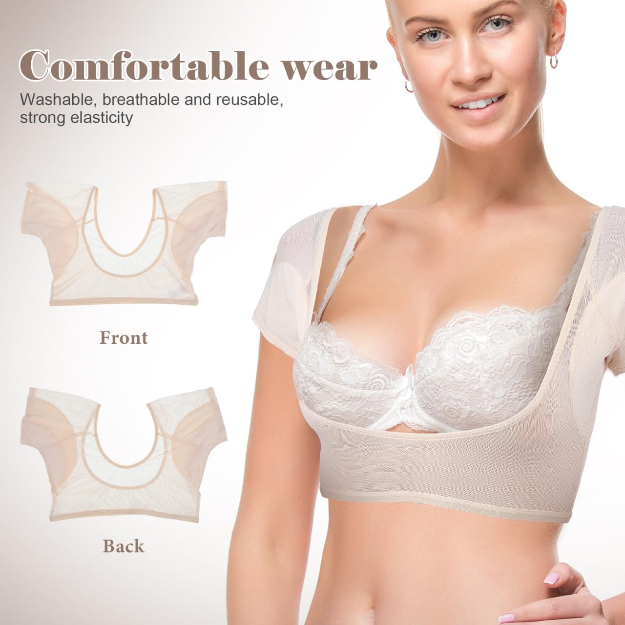 EXCEART Sweat Vest for Women, Washable Underarm Pads | Breathable reusable undershirt liner helps absorb underarm sweat and protect clothes from stains, ideal for daily wear
