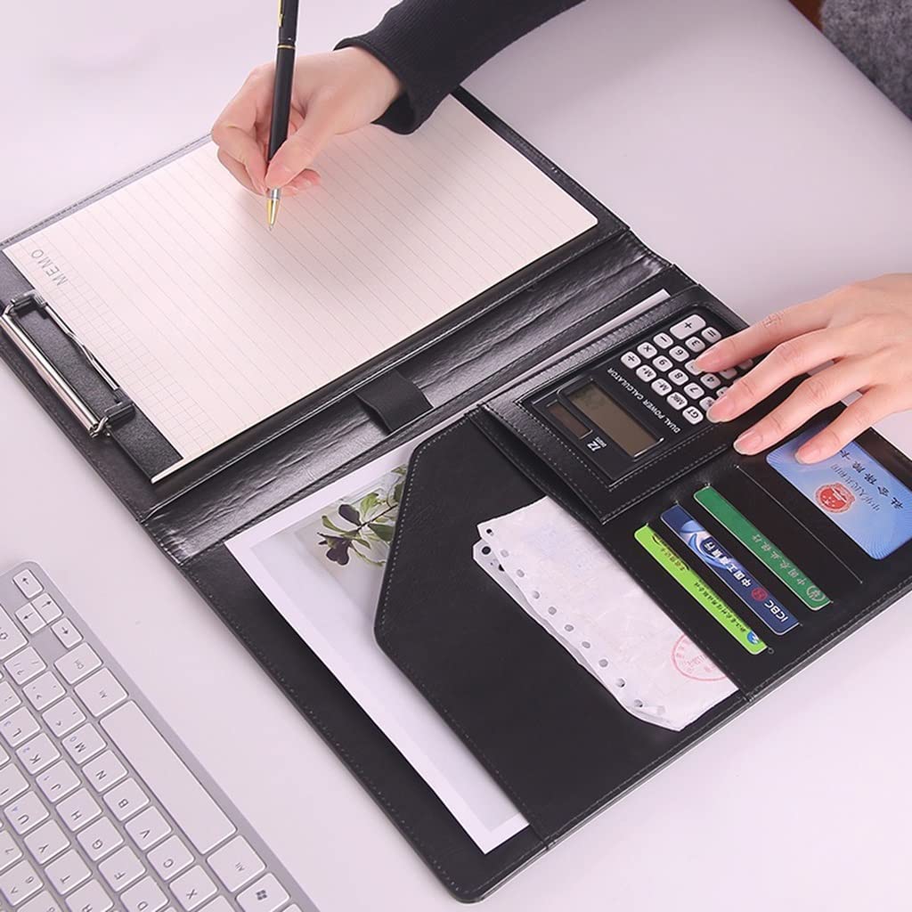 Ledermappe A4 Padfolio Portfolio Ordner Zwischenablage Lebenslauf Interview Dokument Organizer Kunstleder Büro Konferenz Notizblock Klemmbretter