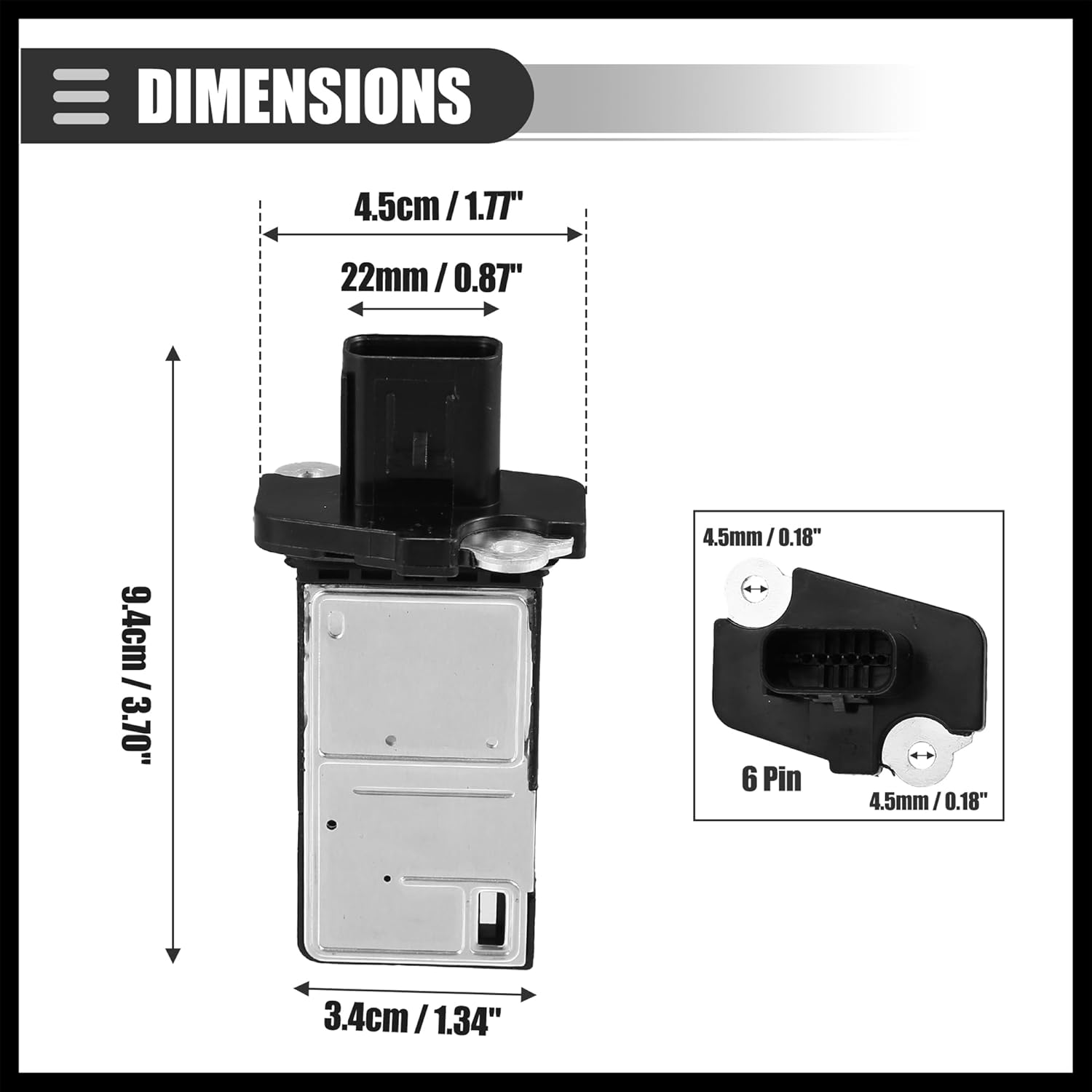 Air Flow Sensor Meter, MAF Sensor Airflow Replacement, for Ford Focus 2.0L 2008-2011, Plastic, 3L3Z-12B579-BA, Black Replacement Durable Material