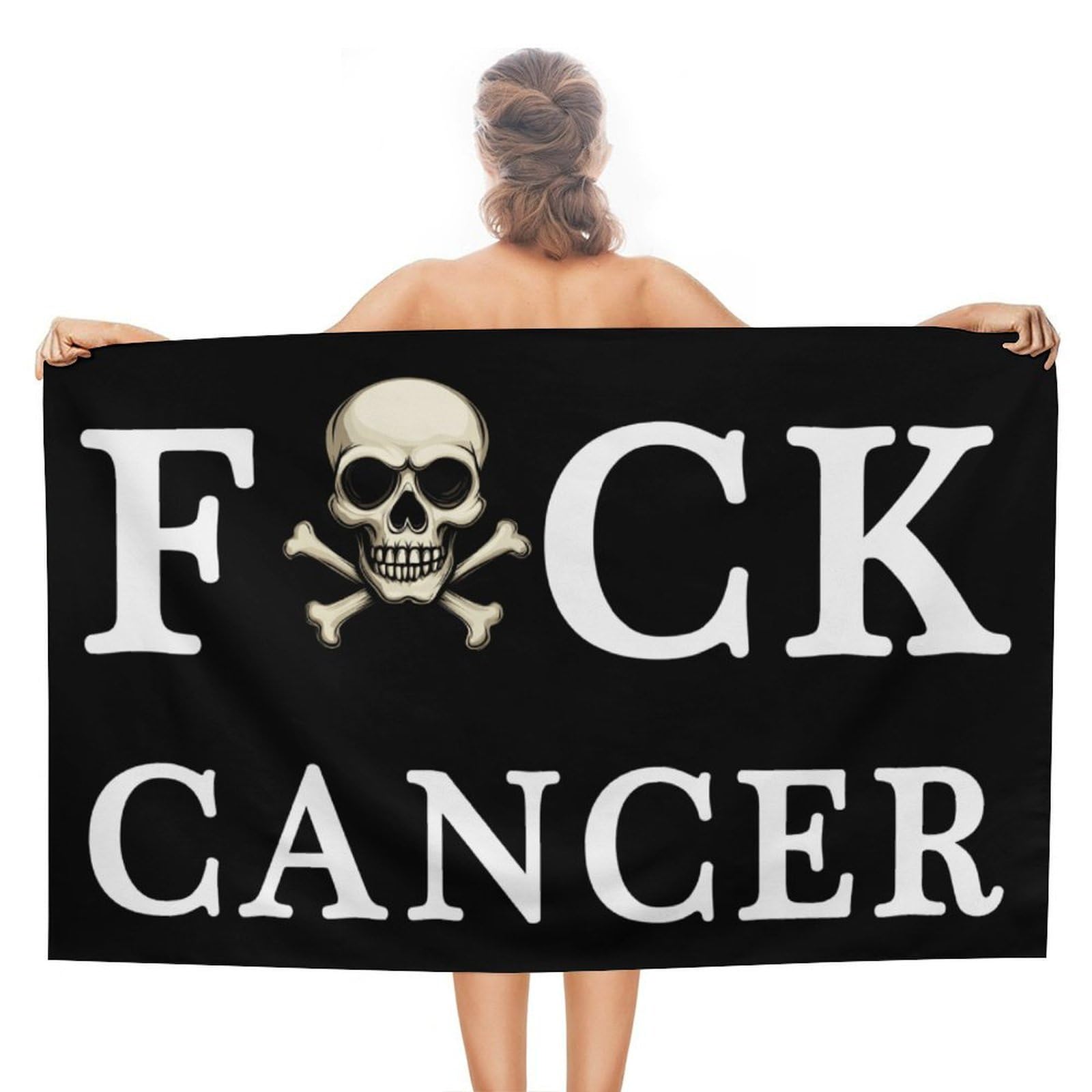 CGSBNGHA Fuck Cancer Skull And Crossbones Beach Towels Soft Bathroom Bath Pool Swim Towels for Women Men