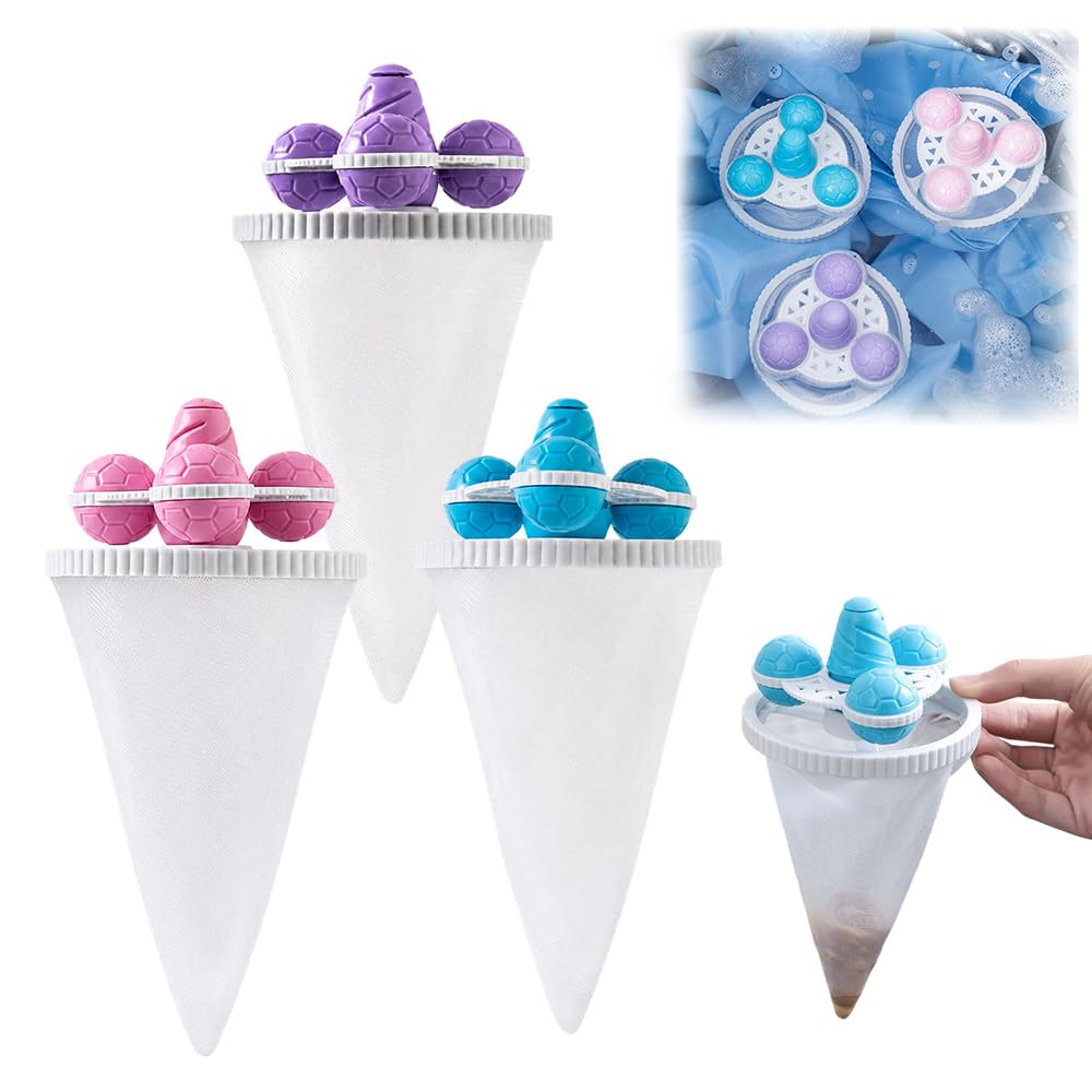 3PCS Washing Machine Hair Filter Mesh Bags, 2026 New Reusable Floating Washing Machine Filter Bags, Pet Hair Remover for Laundry, Lint Catcher for Clothes Cleaning (Mix)