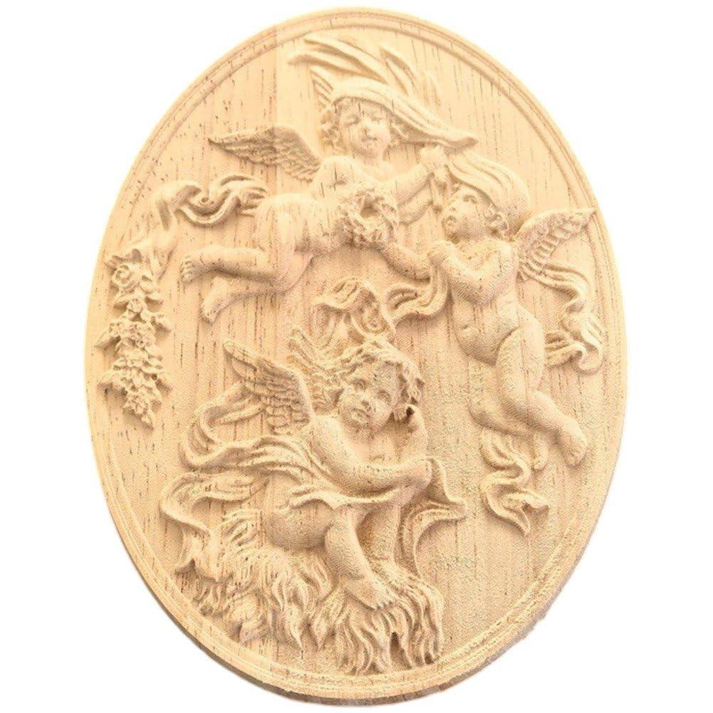 Uzztfa Carved Wood Appliques Onlays Wooden Decal Unpainted Wooden Onlay Wood Carving Appliques For Home Furniture Cabinet Dresser Bed Wall Decoration