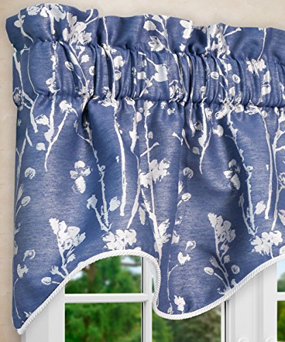 Simple Comfort Meadow Textured Open Floral Pattern (Scallop Valance, 50 X 15, Cobalt Blue) #TOP3