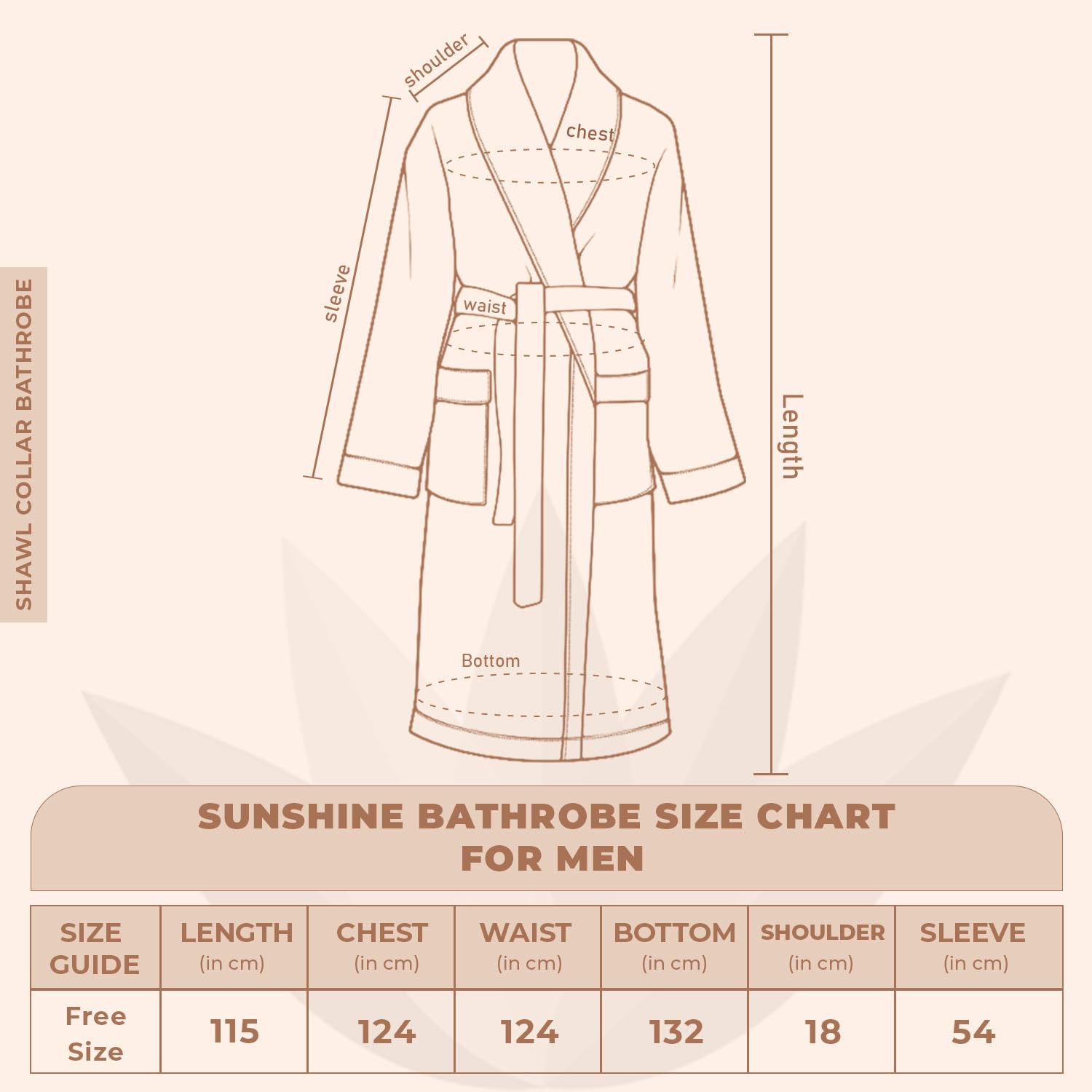 Rangoli Sunshine 100% Cotton Bathrobes For Men - Coral | 500 GSM Ultra-soft & Lightweight Bath Robe With Rope | Highly Absorbent Luxurious Bath Gown Robe For Man | After Bath Robe - Free Size - Image 4 thumbnail