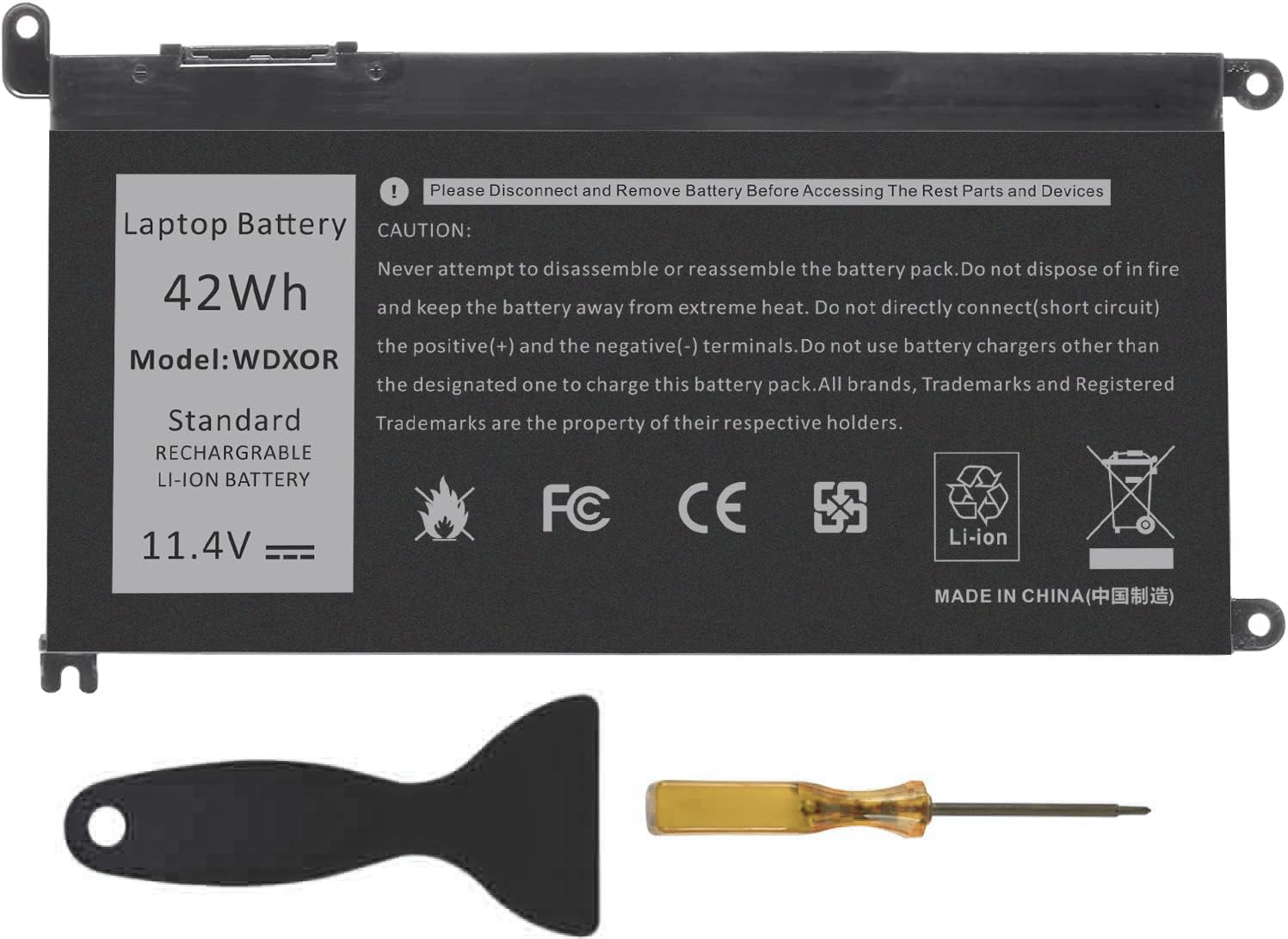 WDX0R 42WH Laptop Battery Replacement for Dell Inspiron 13 15 5000 7000 Series 5570 7579 7378 5567 7573 5565 5379 5378 5770 5568 Latitude 3189 3390 P58F P69G 3CRH3 WDXOR 11.4V