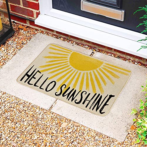 Geeory Summer Door Mat Hello Sunshine Shinning Decorative Front Door Mat Farmhouse Home Seasonal Decor For Indoor Outdoor Entrance - 17X29Inch Gk049 #TOP5