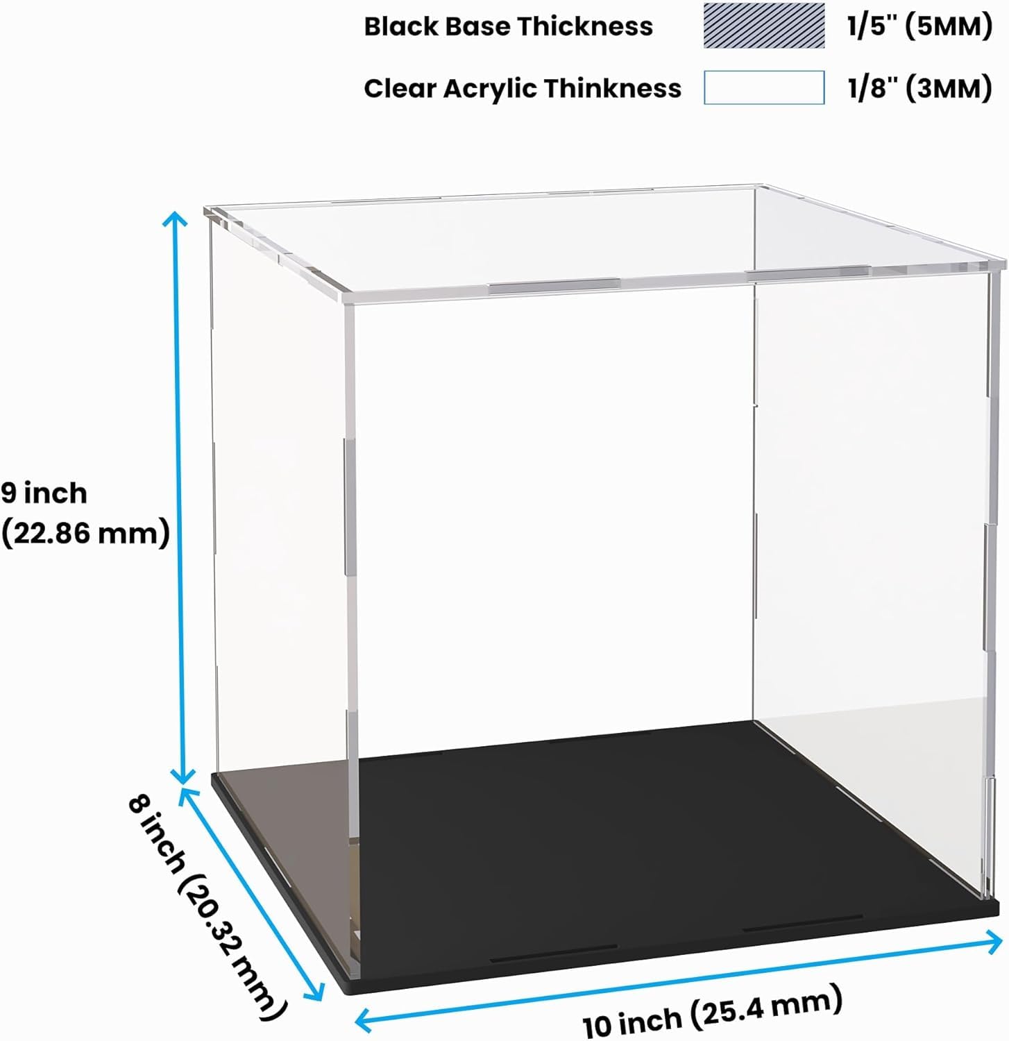 NIYANETAIL DIY Clear Acrylic Display Case for Collectibles & Action Figures – Dustproof Display Box with Black Base for Toys, Miniatures, Memorabilia, Showcase Decor (10" L x 8" W x 9" H) 1