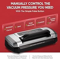 Vista 3 de Magic Mill Máquina selladora al vacío de alimentos Mango patentado de fácil cierre para selladores de carne manuales y automáticos, sellado