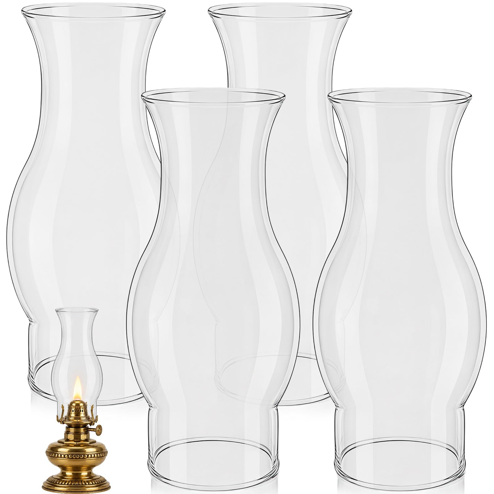 VIHOSE 4 Pcs Oil Lamp Chimney Replacement Glass