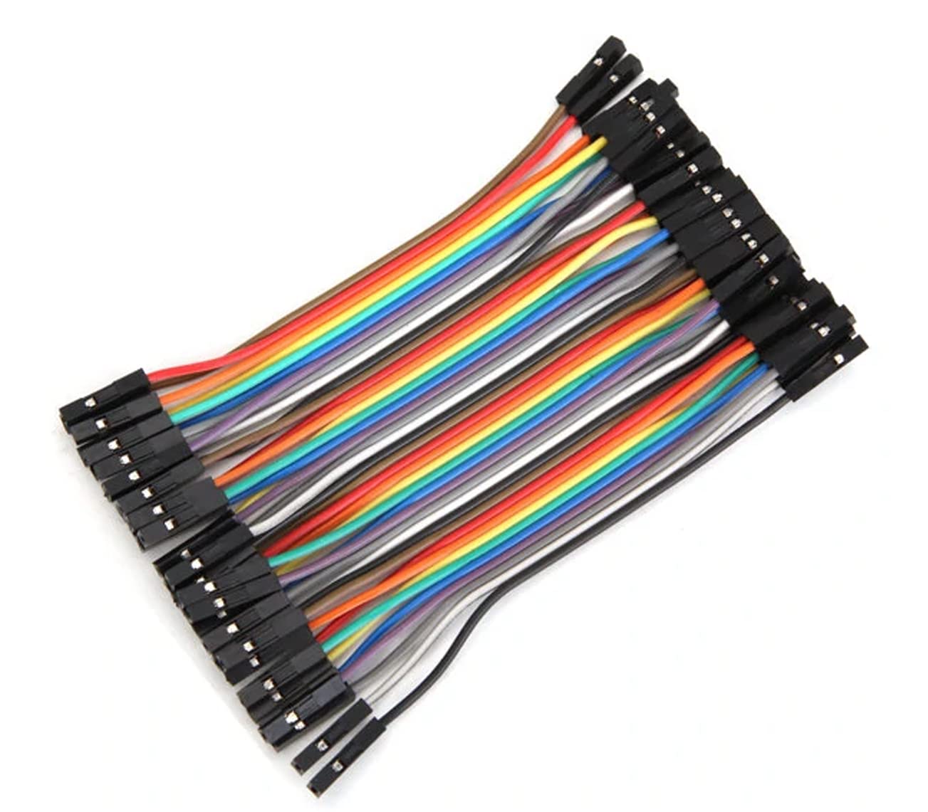 California JOS 40 cables de puente de 10 cm (4 pulgadas) de longitud de cable opcional Dupont cable surtido hembra a hembra cables de cinta multicolor