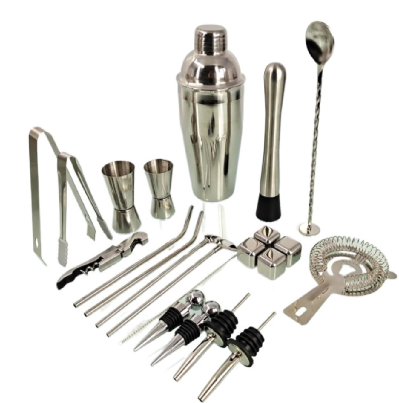Shaker À Cocktail pour Mélanger Boissons 22 Pièces Kit De Barman Cocktail Shaker Bar Ensemble Débutant Barman Outils Kit Outils De Barman pour Bar Fête(750ml)
