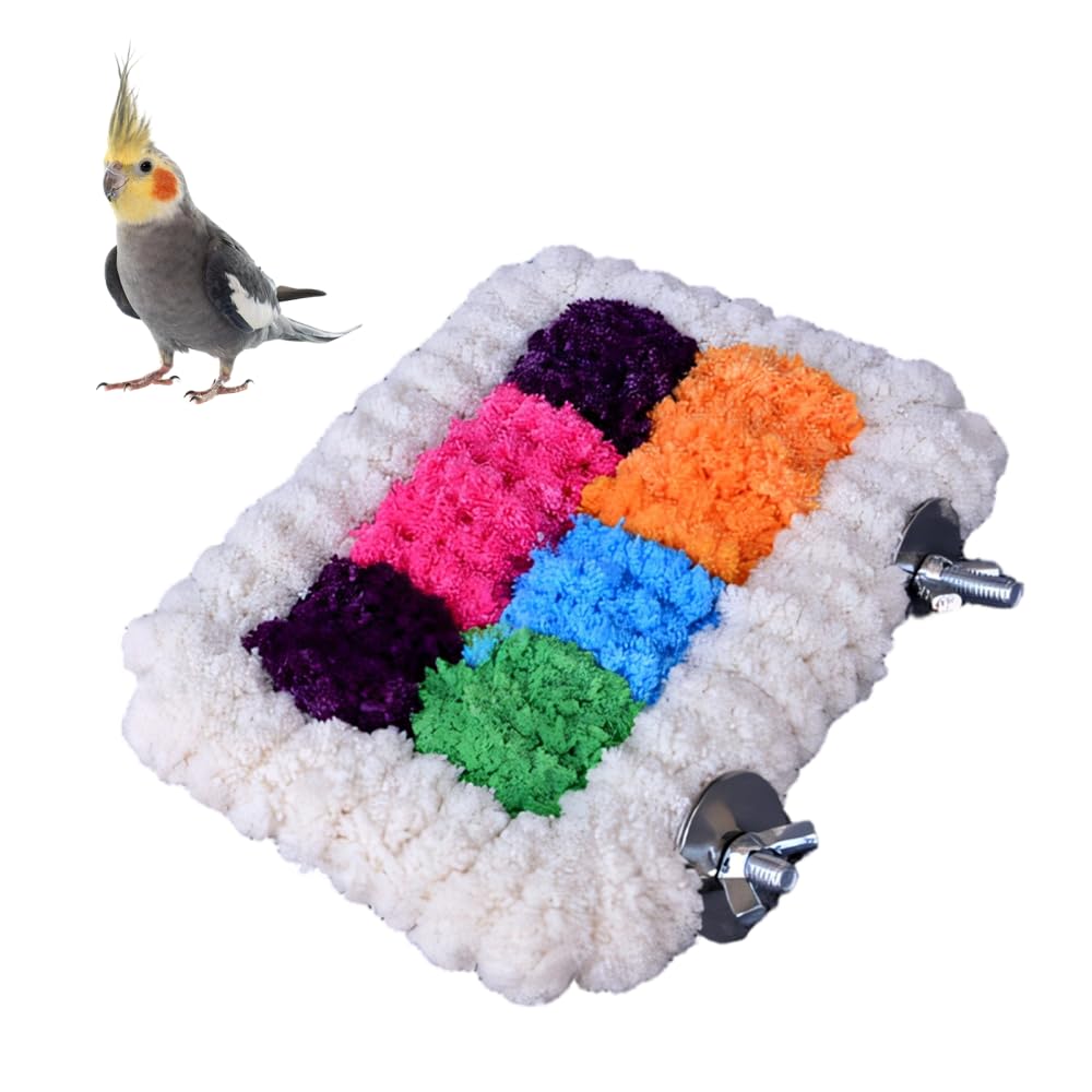 Bird Cage Bed, Colorful Parrot Sleeping Nest Warm Hanging Bird Hammock Built-in 304 Stainless Steel Frame for Winter Foot Platform Birdcage Supplies