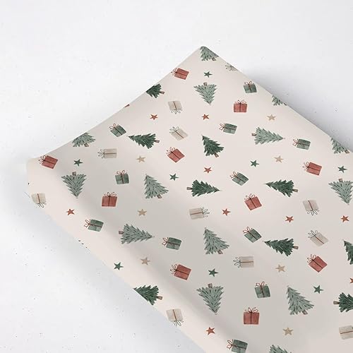 Funda para cambiador de bebé, diseño de estrellas de invierno con diseño de árboles de Navidad, unisex, para cuarto de bebé, tapete para cambiador