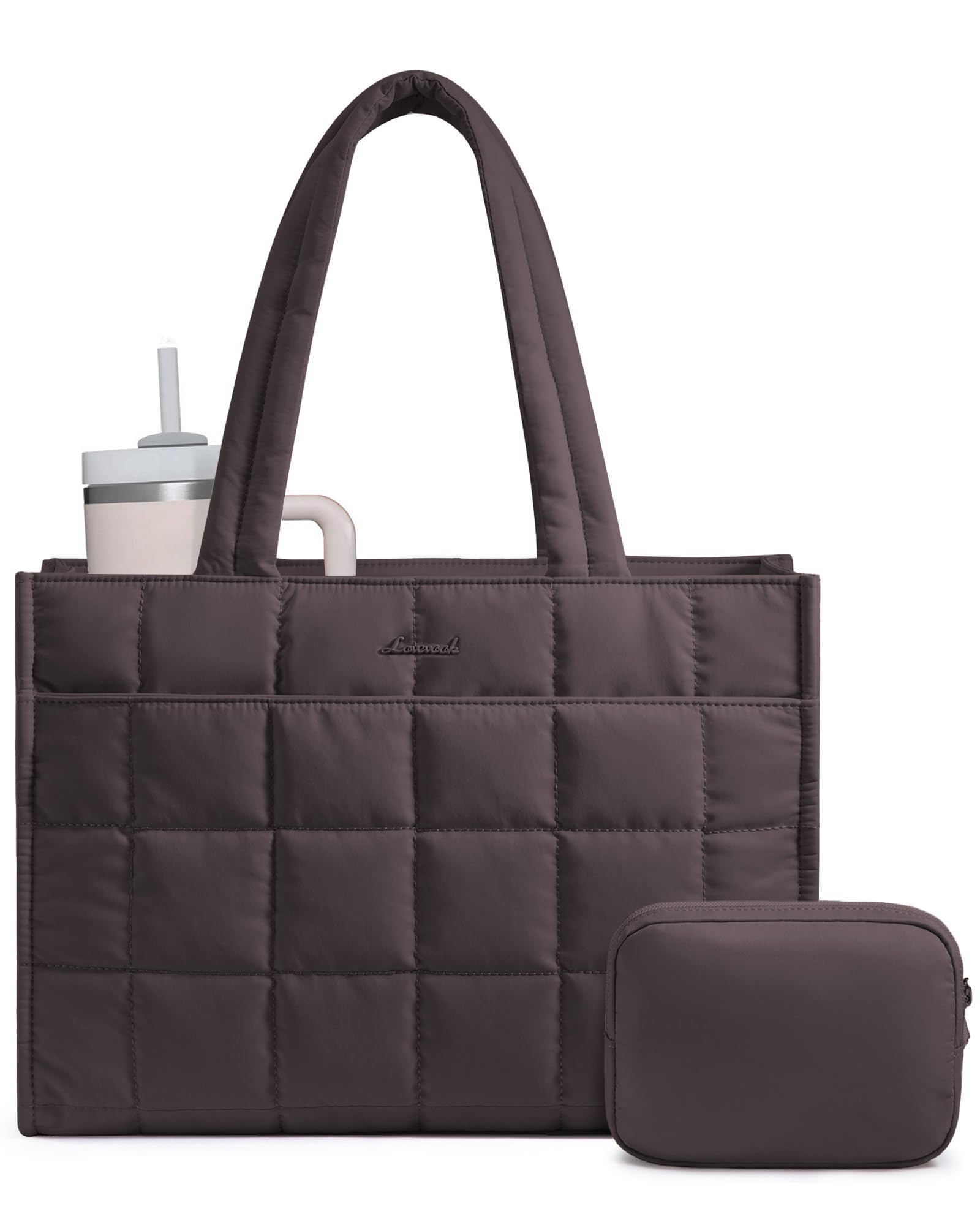 LOVEOOK Tote Bag for Women, Puffer Work Handbag 15.6 inch