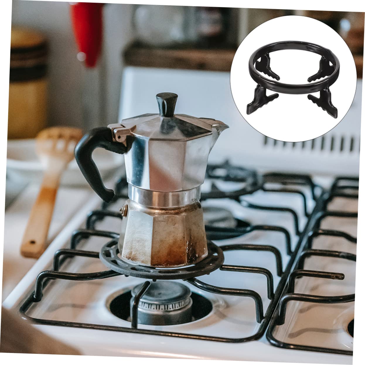 Homoyoyo Soportes para Cafeteras de Gas 2 Piezas, Rejilla Metálica Engrosada para Estufa, Accesorio Doméstico Resistente y Estable para Cocina Gas, Soporte Antideslizante para Cafetera Italiana y Olla