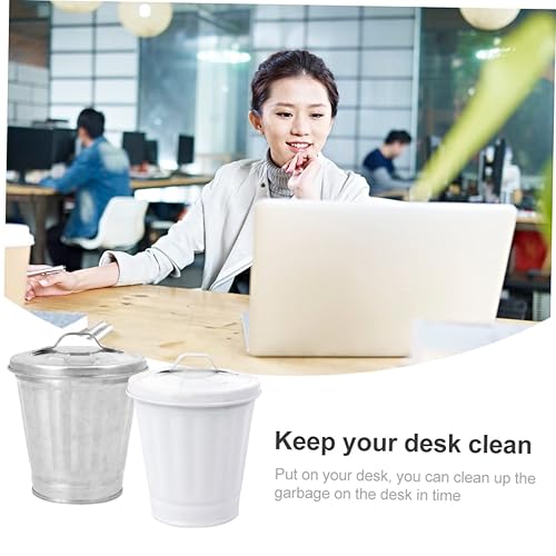 Miniatura 9 de Cabilock 6 piezas de basura de mesa Mini cubo de basura pequeño cubo de basura cesta de papel de desecho pequeño bote de basura con tapa Bote de