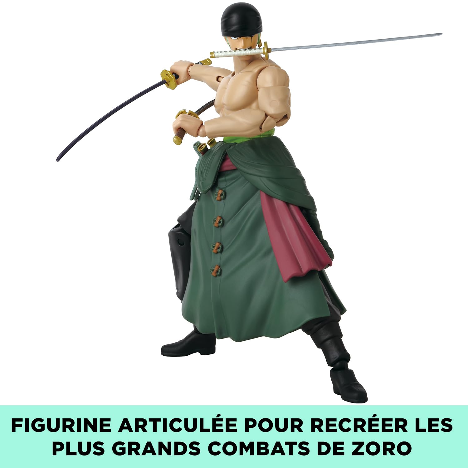 BANDAI – Anime Heroes One Piece – Figurine Roronoa Zoro 17 cm Three Sword Style – Figurine Manga Articulée 3 Épées – Licence Officielle One Piece – Jouet Enfant 4 Ans+ – 37052
