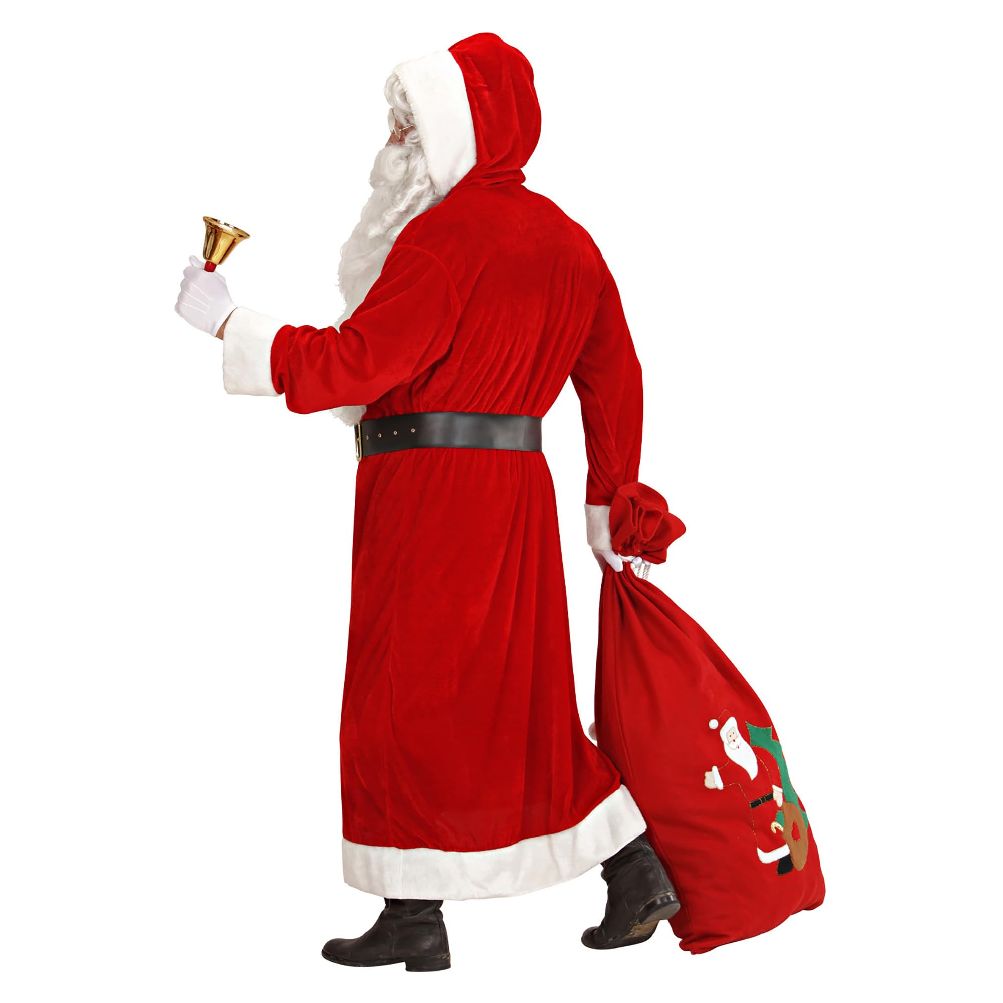 W WIDMANN MILANO Party Fashion - Costume de Père Noël en velours | Manteau en velours avec capuche et ceinture, costume de Père Noël pour Noël, le carnaval et les soirées à thème