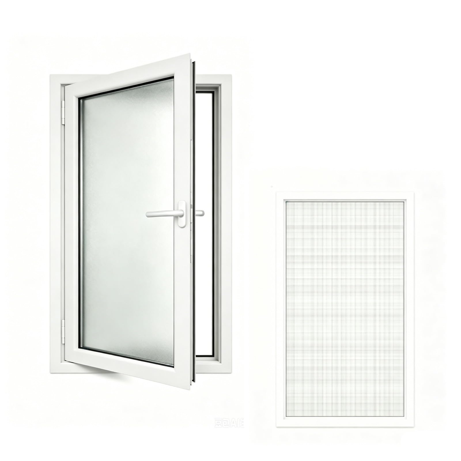 Ventana abatible de cristal esmerilado doble con marco de aluminio y mosquitero integrado,Ventana de privacidad para baño, sótano y cobertizo(White,22x17")